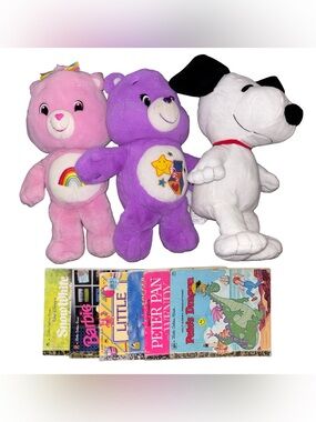 Vintage Kids Golden Books & Care Bear Snoopy Toy Plushie  Lot